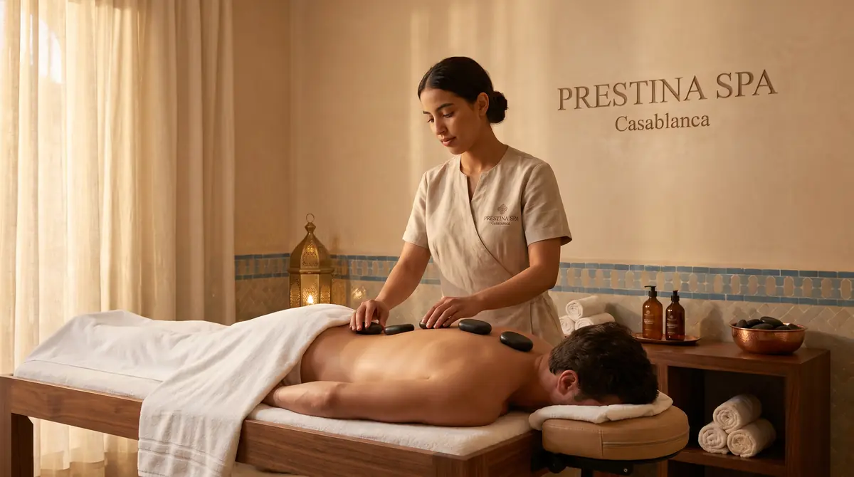 Massage aux pierres chaudes chez Prestina Spa Casablanca